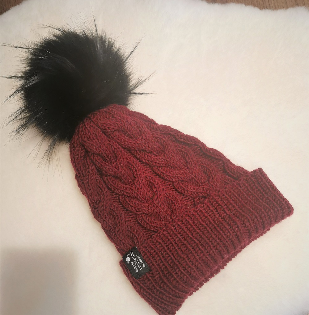 Mütze Merino+ mit Kunstpelzbommel